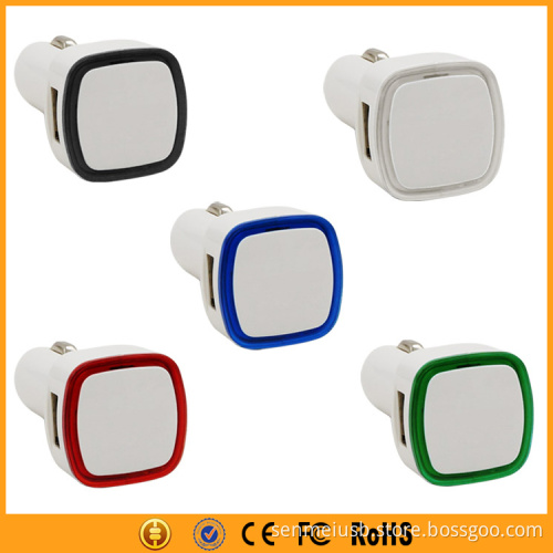 Promotional Universal 5V 2.4A Dual USB Carcharger with LED Ring